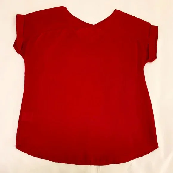 Pink Rose | Lightweight Short Sleeve Top | Red | Small - Picture 6 of 6